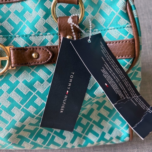 NEW Tommy Hilfiger Satchel purse, teal top handle handbag - Picture 3 of 11